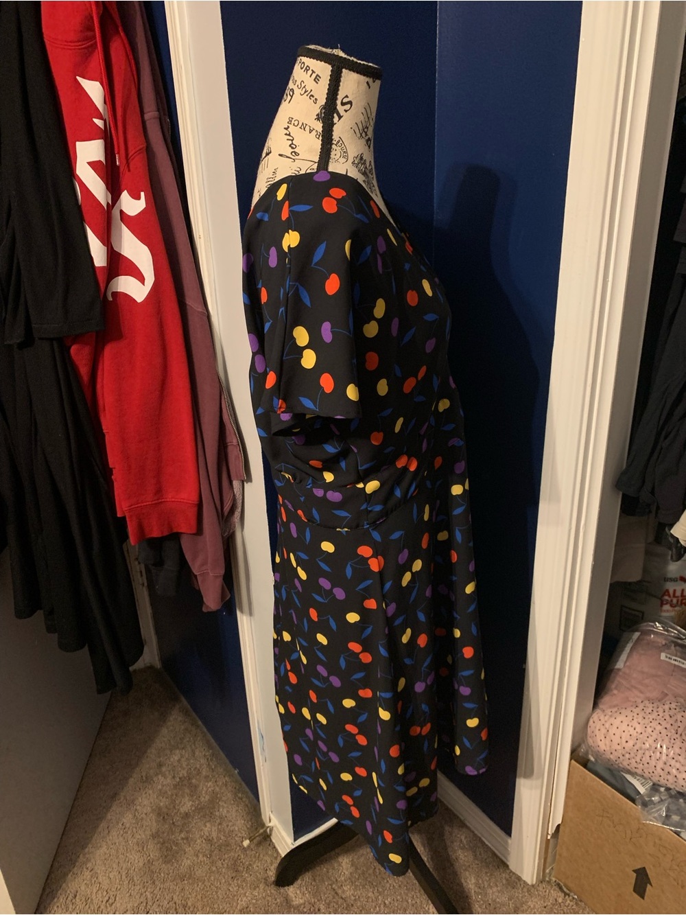Modcloth Black Dress with Red, Yellow & Purple Dot Print - Picture 4 of 7